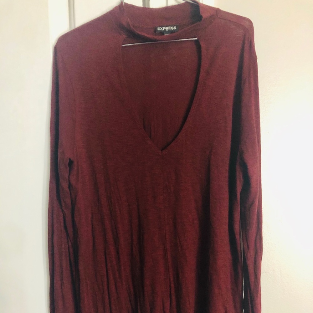 Express Maroon Long Sleeve Top